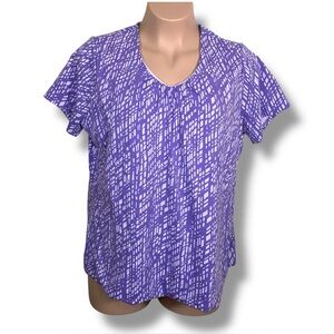 3x Merona Purple Short Sleeve Top Vneck Cotton Blend Stretch Casual Plus